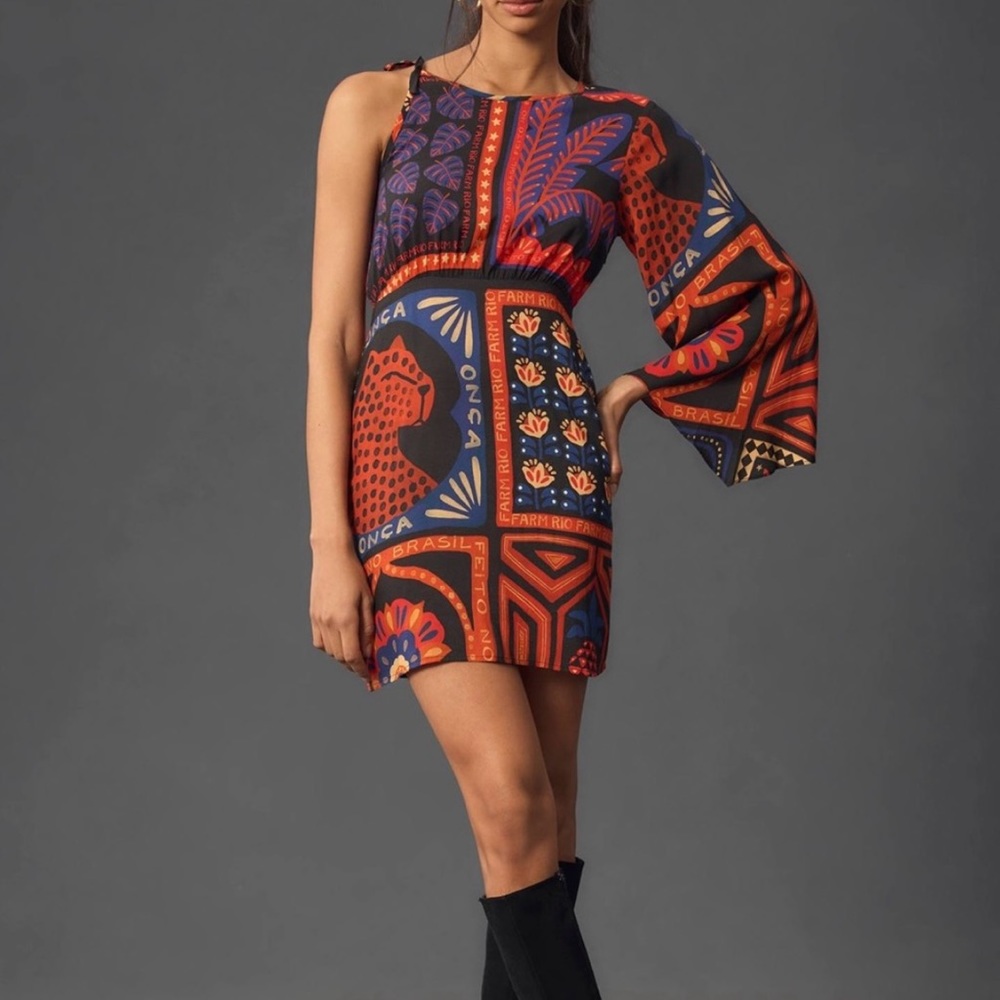 Farm Rio One-Shoulder Mini-Dres - Picture 4 of 8